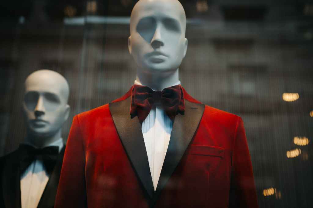 mannequin wearing red suit